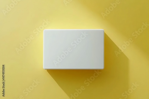 White box on yellow surface casting shadow