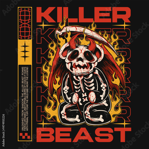 Urban Streetwear T-shirt Design, Vector Streetwear Design, Vector Urban Design, Streetwear Design, Urban Design, Vector Streetwear For T-shirt Design, Clothing Streetwear, Skull, Skeleton