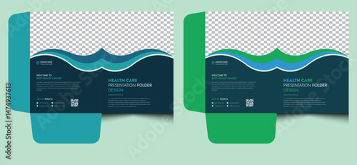 Elegant editable clean creative modern corporate company business stylish unique medical hospital dental health care agency services identity presentation file folder template design.
