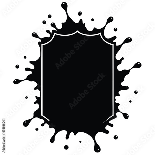 Black spots of paint on a white background. Grunge frame of paint. Vector illustration.