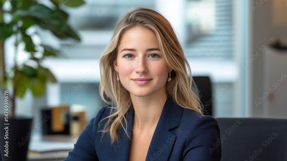 Professional female portrait in modern office setting. Professional female portrait in modern office setting.