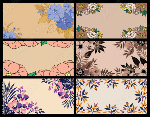 Elegant Floral Copy Space Background Pack with Botanical Elements and Decorative Flower Arrangements for Design Projects
