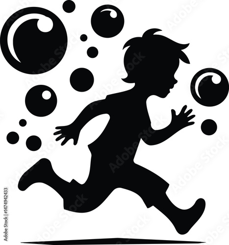 Child Chasing Bubbles Symbol