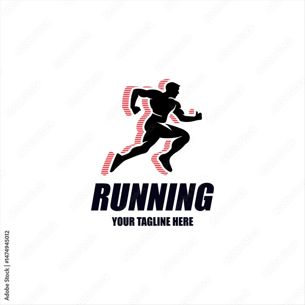 Obraz premium Running man logo and symbol silhouette Design vector