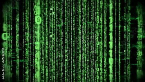 Digital code stream in vertical columns.