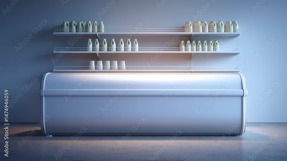 Minimalist Supermarket Dairy Mockup Shelves Cooler Blank Packaging Minimalist Supermarket Dairy Mockup Shelves Cooler Blank Packaging