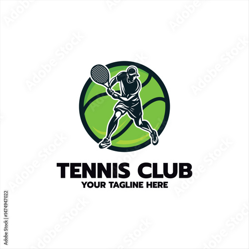 tennis player stylized vector silhouette logo template