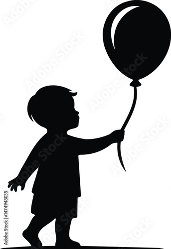 Silhouette Of Child And Balloon