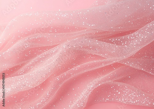 Delicate Pink Fabric With Glitter Texture