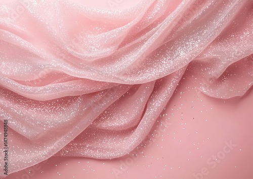 Delicate Pink Fabric Drape with Glitter