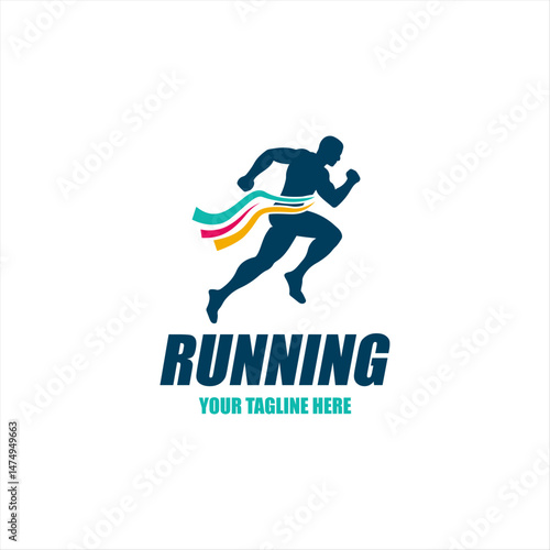 Running man logo and symbol silhouette Design vector