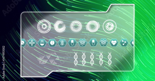 Image of medical icons over green trails