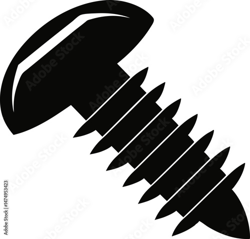 Screw Thread Silhouette Vector Illustration 