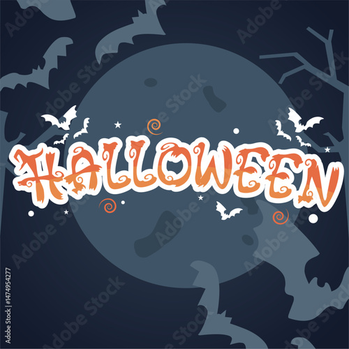 Isolated halloween lettering with ornaments Vector