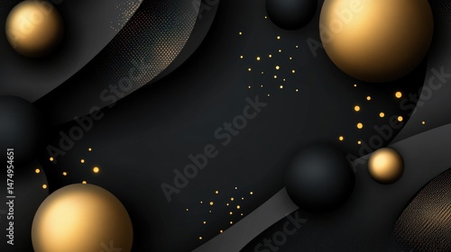 Abstract black and gold design with geometric shapes and textures for modern aesthetics