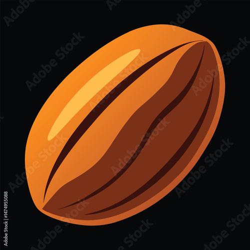 Isolated cacao bean vector illustration on black background chocolate ingredient graphic