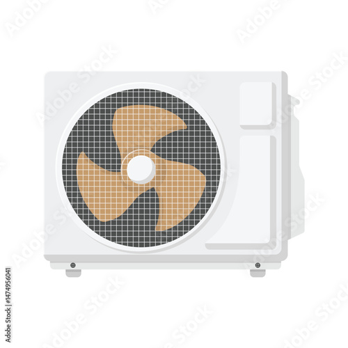 AC Condenser Unit Flat Illustration. Clean Icon Design Element on Isolated White Background