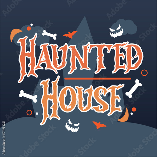 Isolated halloween lettering with ornaments Vector