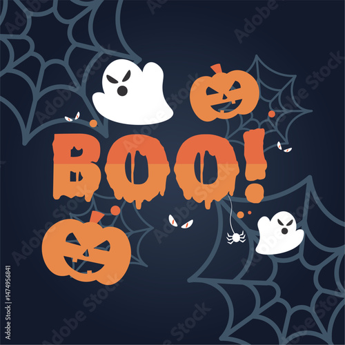Isolated halloween lettering with ornaments Vector