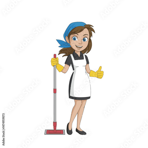 girl with a mop
