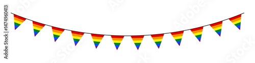 Pride Flag Bunting Vector illustration. LGBTQ Flag Bunting. LGBTQ Pride Flag Bunting Decoration Graphic for Pride Month. 
