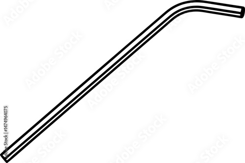 Straw Bend Line Art Vector Illustration