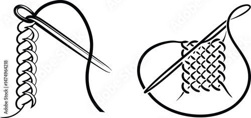 Embroidery illustration needlework art sewing project design black and white graphic