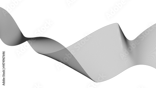 Abstract wave element for design. Digital frequency track equalizer. Vector illustration. Wave with lines created using blend tool.
