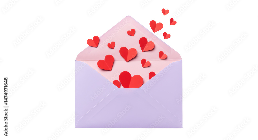 Isolated Envelope with Hearts Isolated Envelope with Hearts