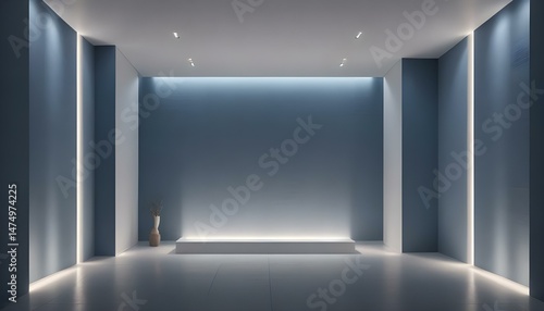 Wallpaper Mural An empty minimalist studio with modern lighting and a display platform for showcasing products. Torontodigital.ca