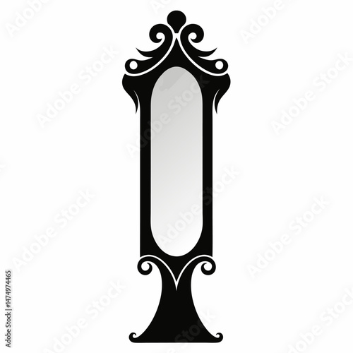 Long mirror vector ion on white background.