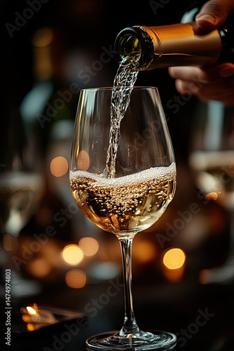 Wallpaper Mural Sparkling wine poured into glass, romantic dinner Torontodigital.ca