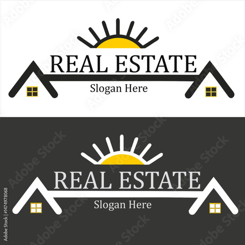 Duotone Real Estate logo with Dual Slogan Spaces - Customizable Property Marketing Template for Agents & Developers