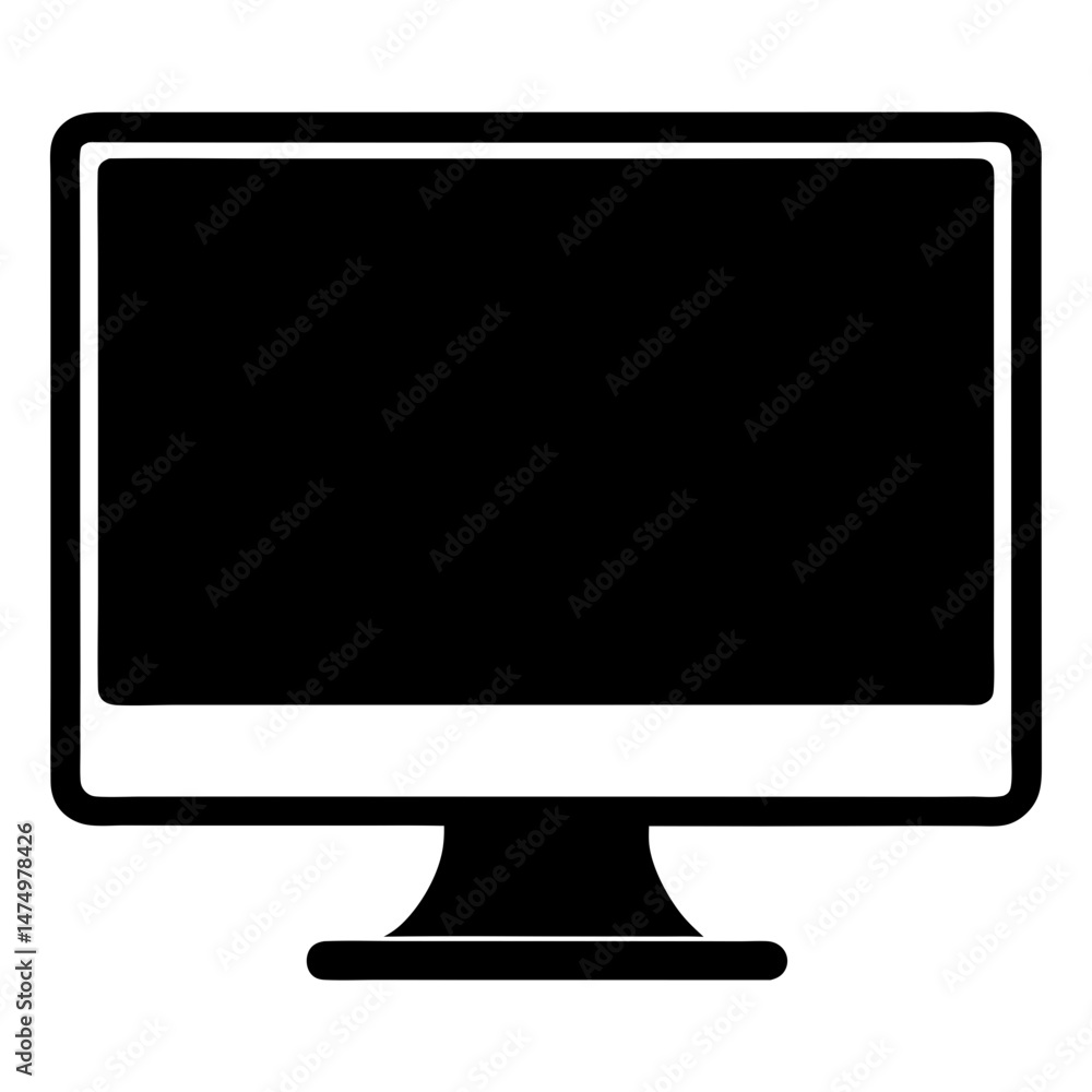 Computer monitor black silhouette vector illustration Computer monitor black silhouette vector illustration