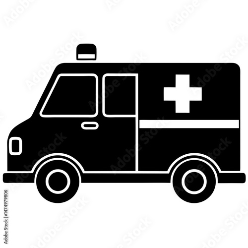 Ambulance emergency vehicle silhouette vector illustration
