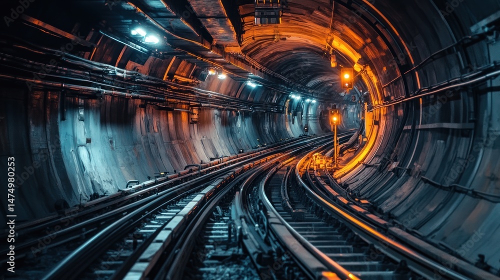 Naklejka premium Transportation tunnel perspective