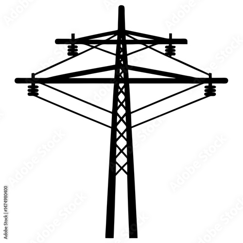 Electric tower power line silhouette vector illustration