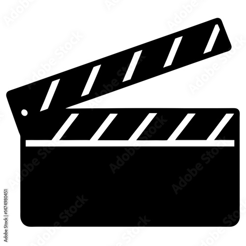 Open movie clapper board silhouette vector illustration