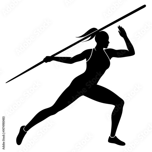 Javelin thrower athlete silhouette vector illustration