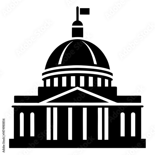 Capitol building minimal silhouette vector illustration