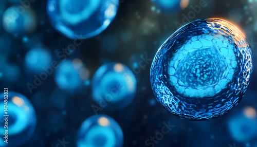 Wallpaper Mural Microscopic View of Blue Cells in a Scientific Study Torontodigital.ca