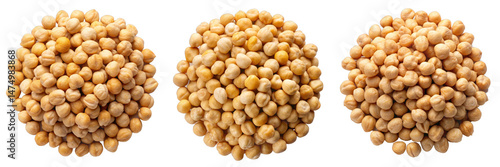 Dried Chickpeas in Circular Piles - Isolated Legumes on Transparent Background for Food Packaging, Culinary Websites, and Vegetarian Recipe Illustrations