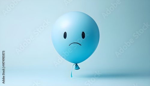 Obraz na płótnie A balloon with a sad face against a blue background w salonie