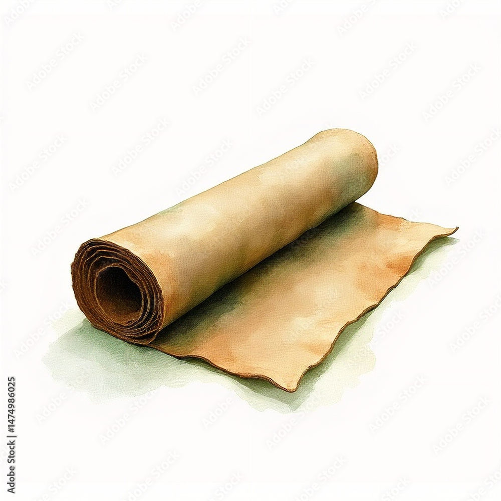 Fototapeta premium A delicate watercolor scene of a leather brush roll