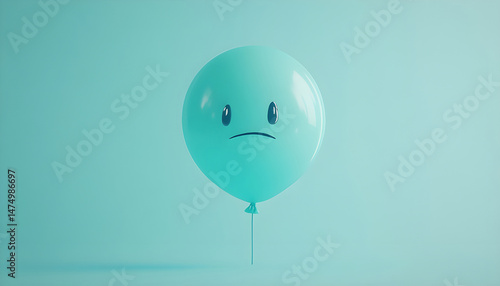 Obraz na płótnie A balloon with a sad face against a blue background w salonie