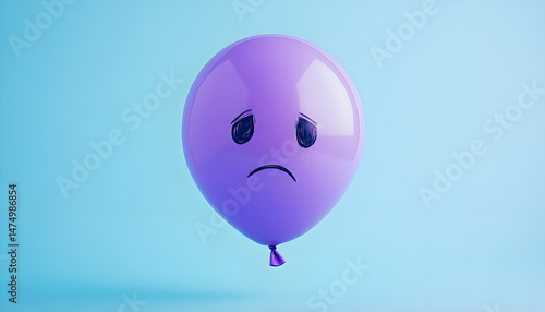 Obraz na płótnie A balloon with a sad face against a blue background w salonie