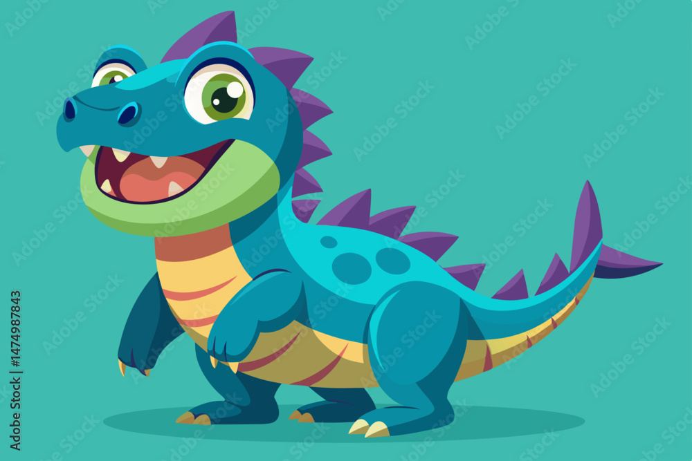 Obraz premium Cute Cartoon Baby Dragon Illustration for Childrens Book