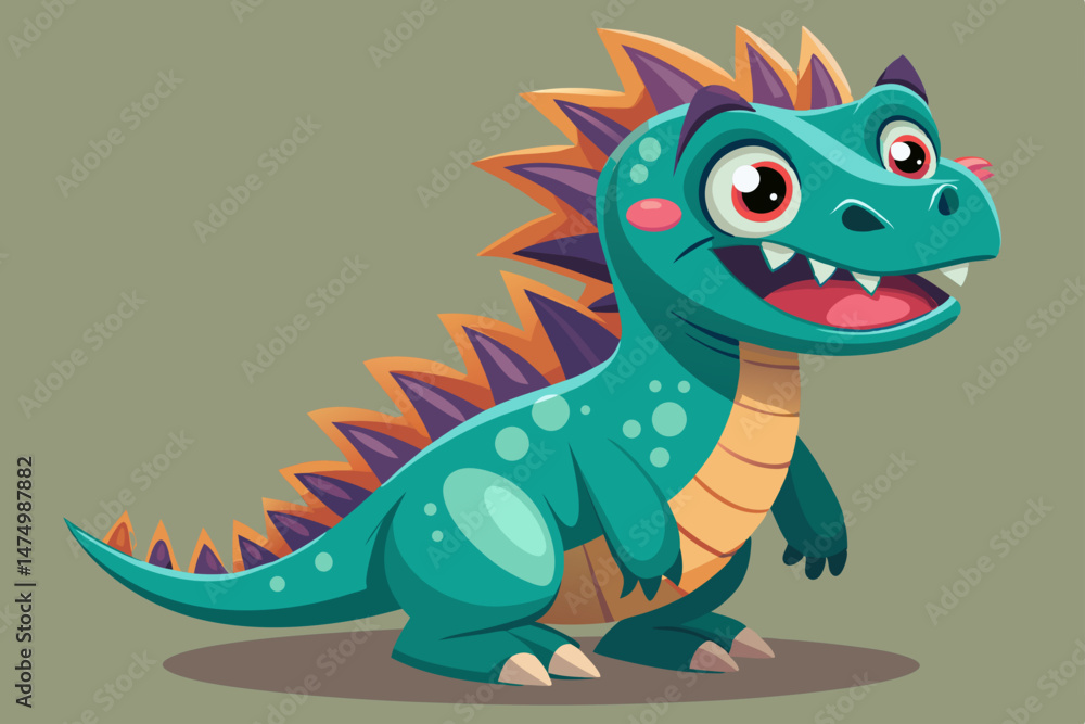 Fototapeta premium Cute Cartoon Baby Dinosaur Illustration for Childrens Book