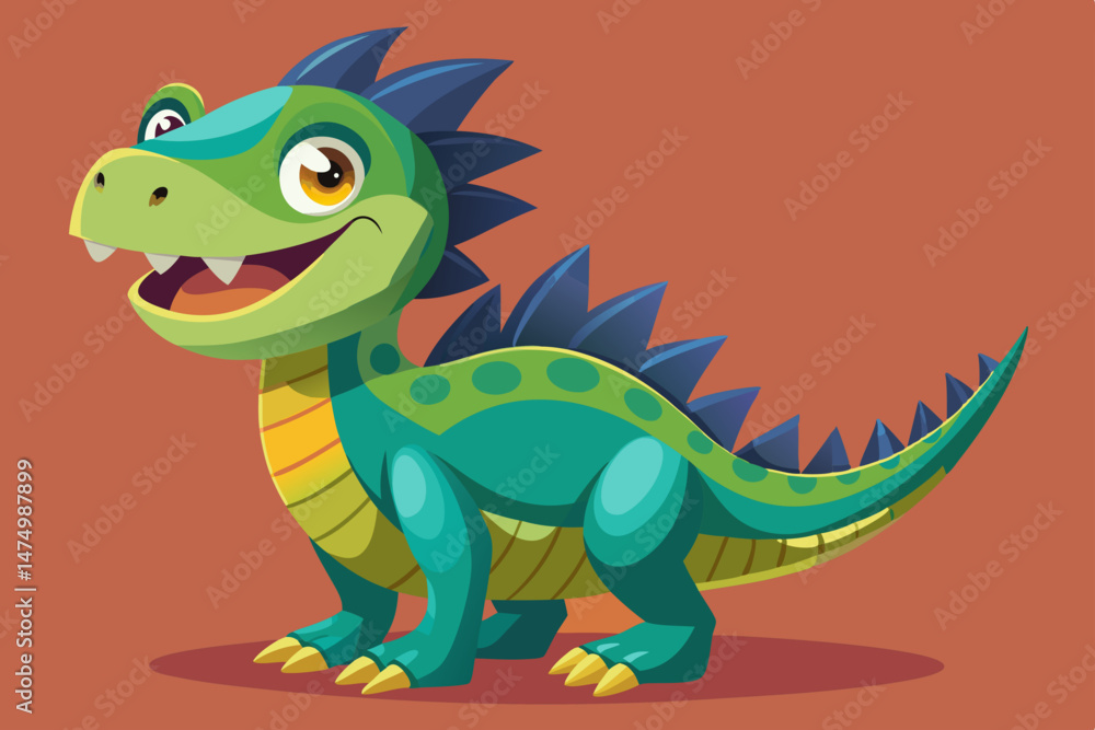 Naklejka premium Adorable Cartoon Baby Dinosaur Illustration for Kids