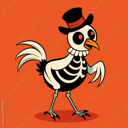 chicken skeleton with tiny top hat